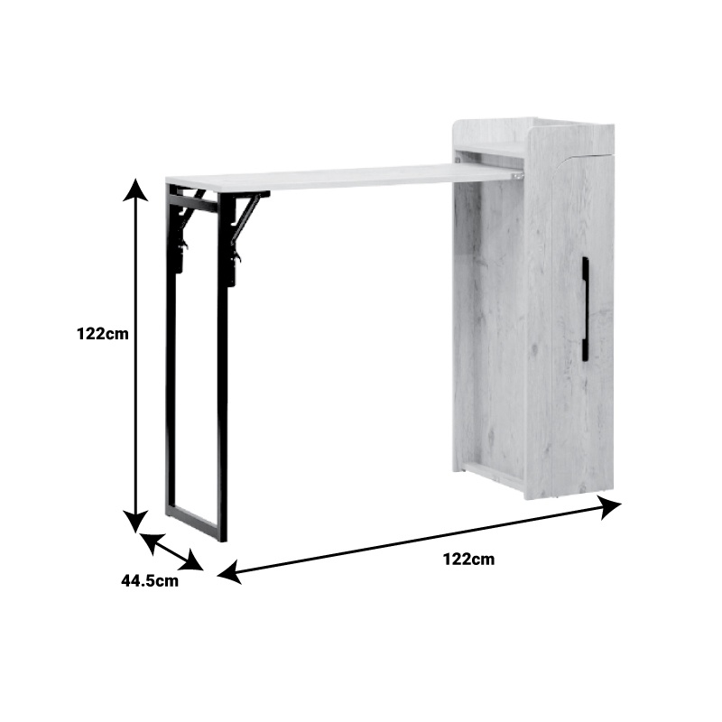 Masa de bar Winely melaminata in nuanta naturala si metal negru 122x44.5x108 cm