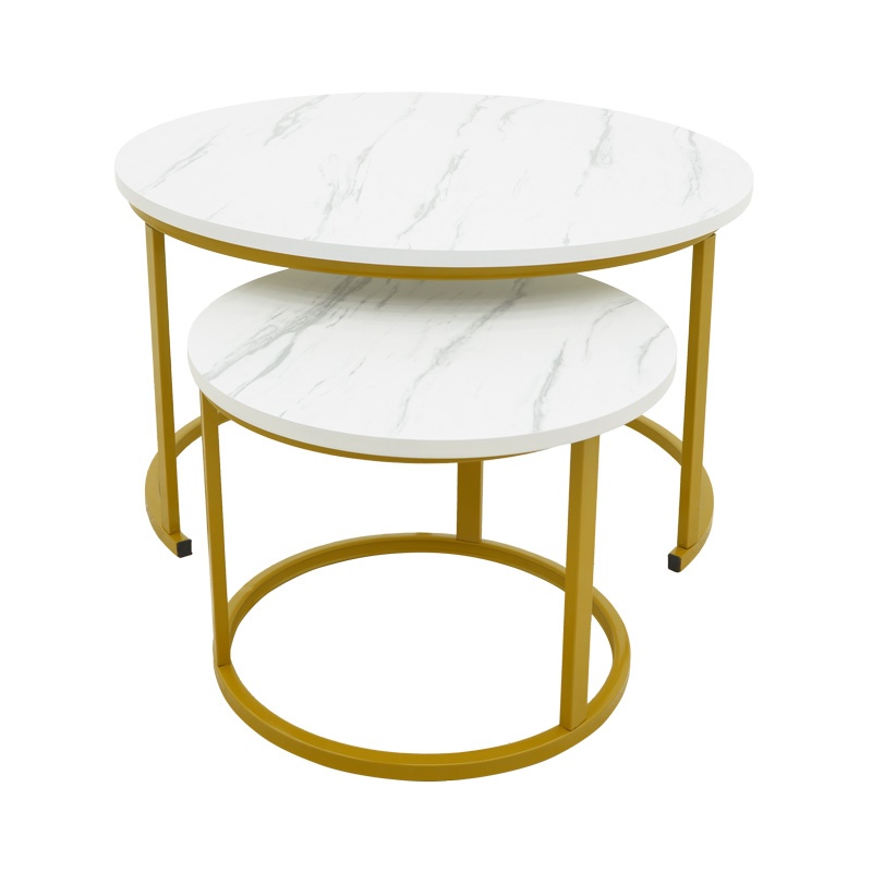 Masa de cafea Relevon, Pako World, MDF, 2 piese, Aspect marmura alba, 80x80x45 cm - 2 | YEO