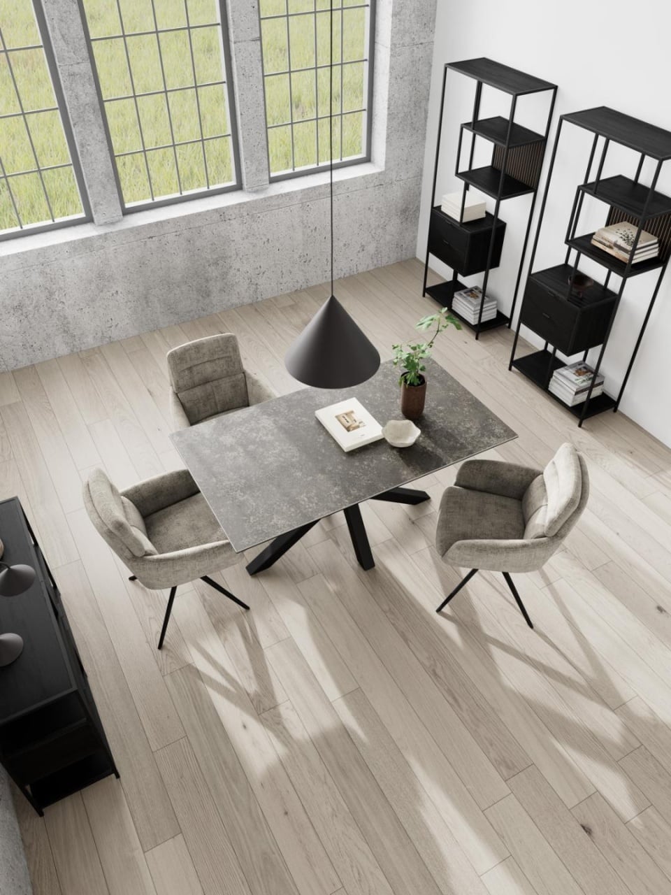 Masa dining Heaven, Negru, 75.5x160x90 cm