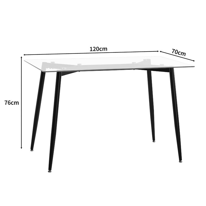 Masa dining Quana, Pako World, Sticla, Picioare negre, 120x70x75 cm - 3 | YEO