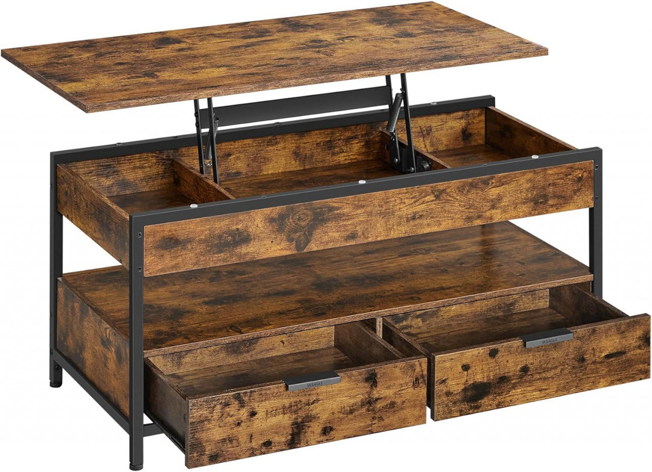 Masuta de cafea extensibila, Vasagle, Maro-Negru, 100x50x48 cm - 1 | YEO
