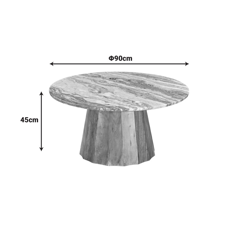 Masuta de cafea Ezerdian boho Maro 90x90x45 cm