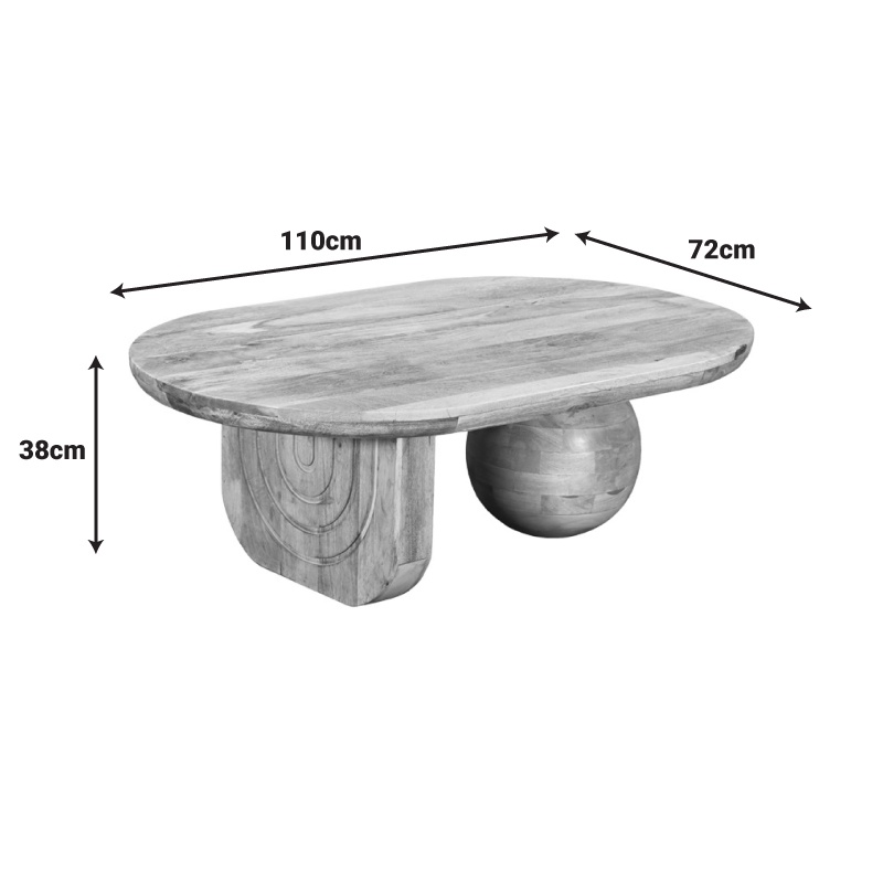 Masuta de cafea Kane boho Natural 110x72x38 cm