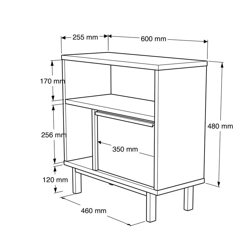 Masuta laterala Vercade melaminata alb - negru 60x25.5x60cm - 3 | YEO