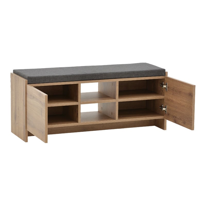 Mobilier hol scaun - dulap pantofi Zulla 10 perechi sonoma 110x37x46 cm - 2 | YEO