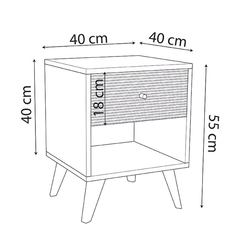 Noptiera Flipter melaminat stejar negru 40x40x55cm - 4 | YEO