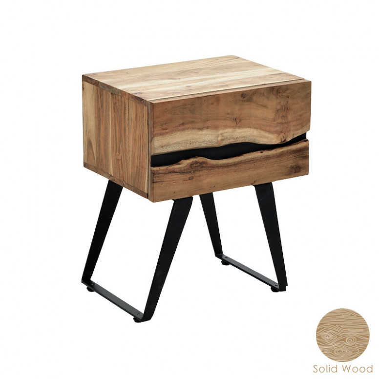 Noptiera Imena Walnut-Negru 45x35x56 cm