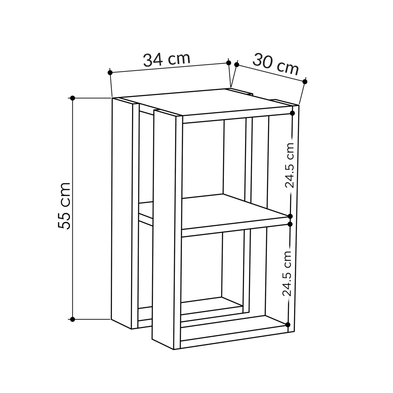 Noptiera Lonie Alb 30x55x30 cm