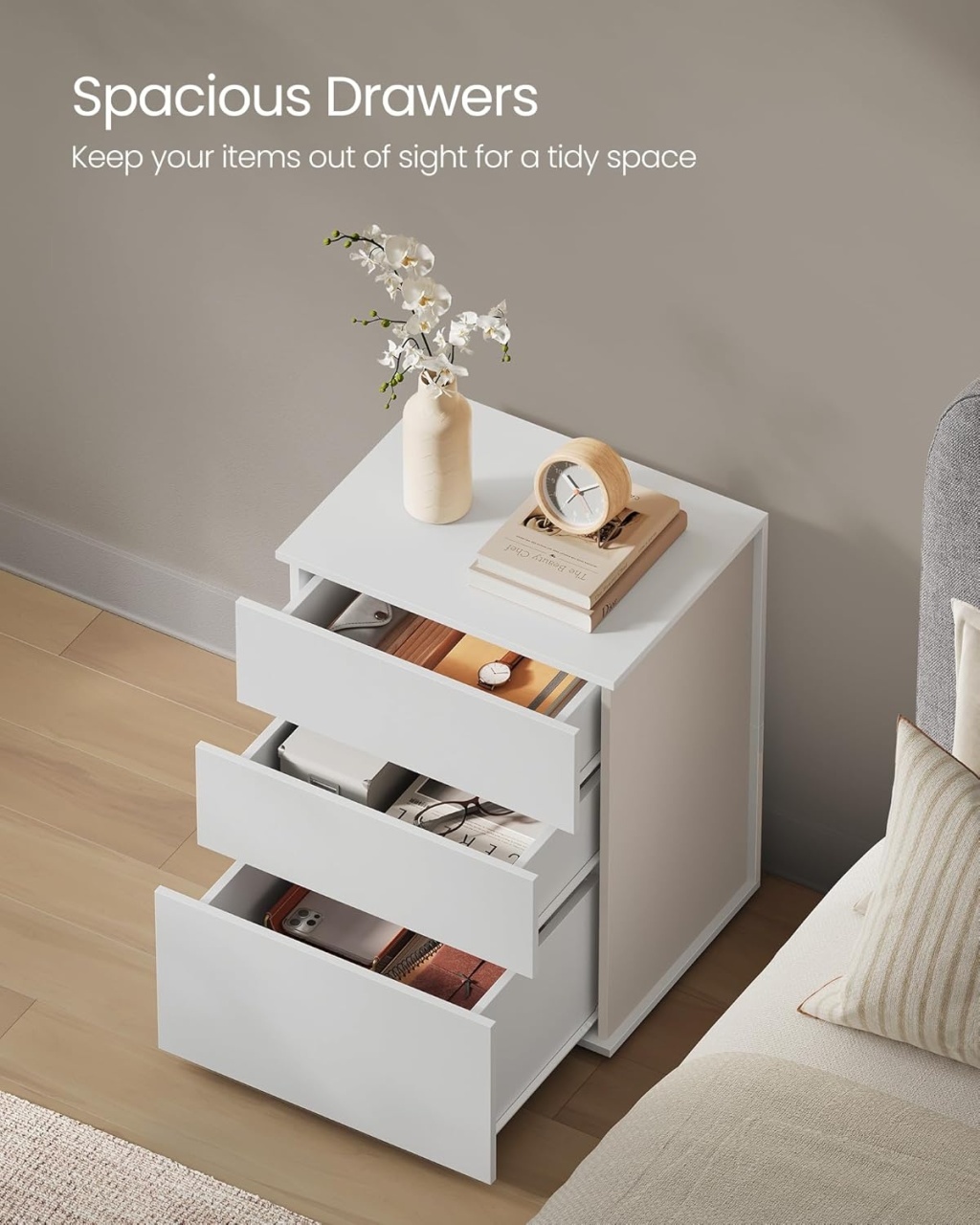 Noptiera Vasagle Alb 45x35x58.7 cm - 4 | YEO