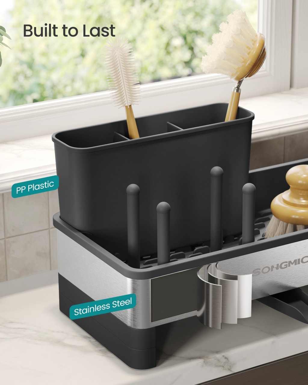 Organizator bucatarie, Paxton, Songmics, Negru, 24.7x12.7x23 cm - 5