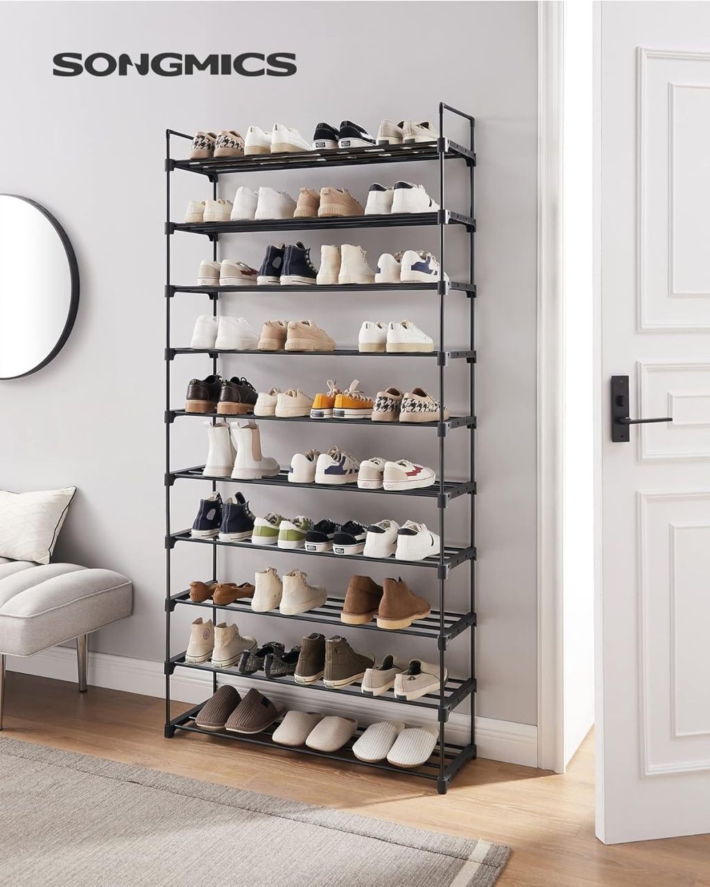 Pantofar modular Negru Songmics 92x30x194 cm - 2 | YEO