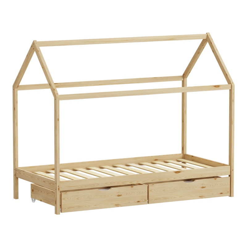 Pat pentru copii Mellin, Pako World, 2 sertare, Natural, 90x190 cm - 2 | YEO