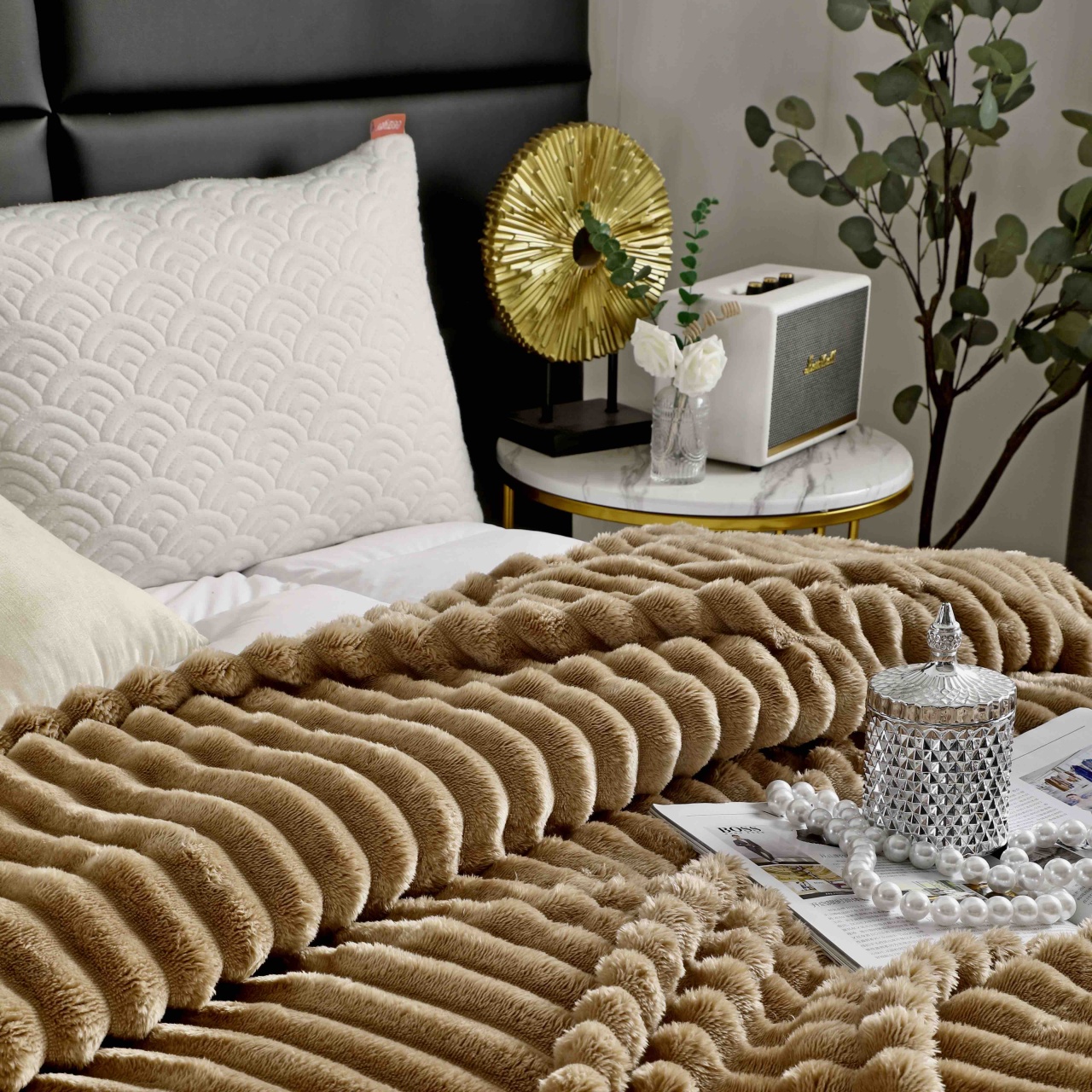Patura Cocolino Groasa Stripe V13 Dark Beige 200x230 cm - 1 | YEO