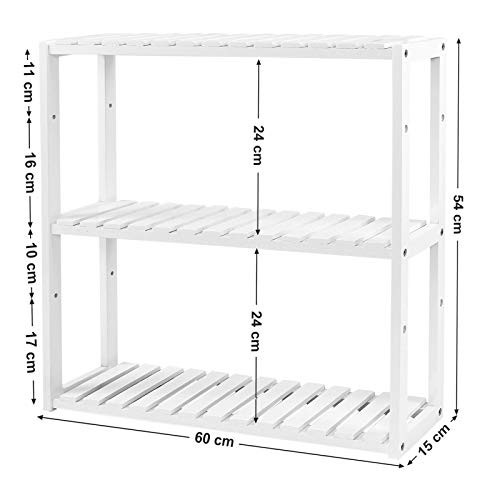 Raft baie, Songmics, Alb, 60x15x55 cm - 4 | YEO