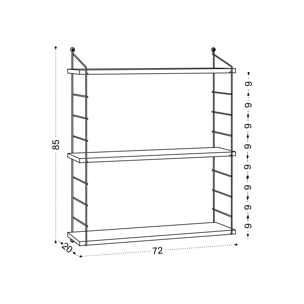 Raft de perete Armoni Alb 72x85x20 cm - 3 | YEO