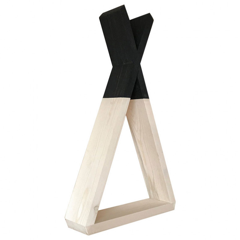 Raft de Perete Hemla Natural-Negru 23x6x40 cm