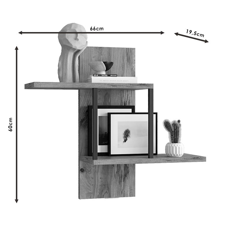 Raft de perete Horatio culoarea sonoma 66x19.5x60cm - 3 | YEO
