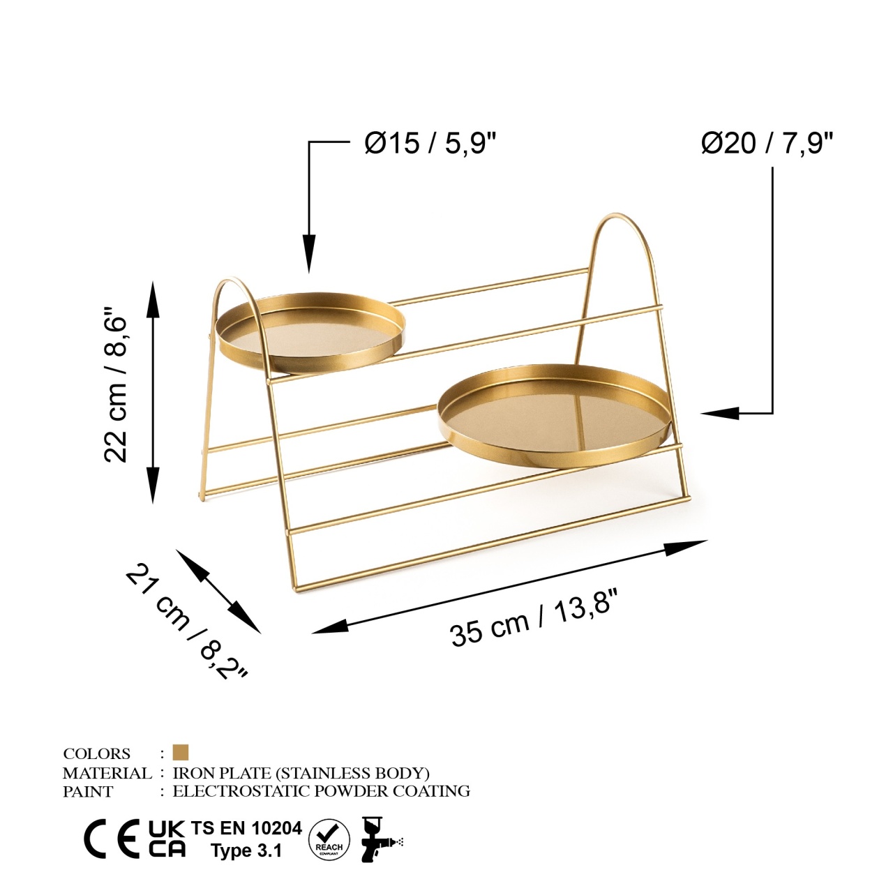 Raft metalic GED Auriu 35x22x21 cm