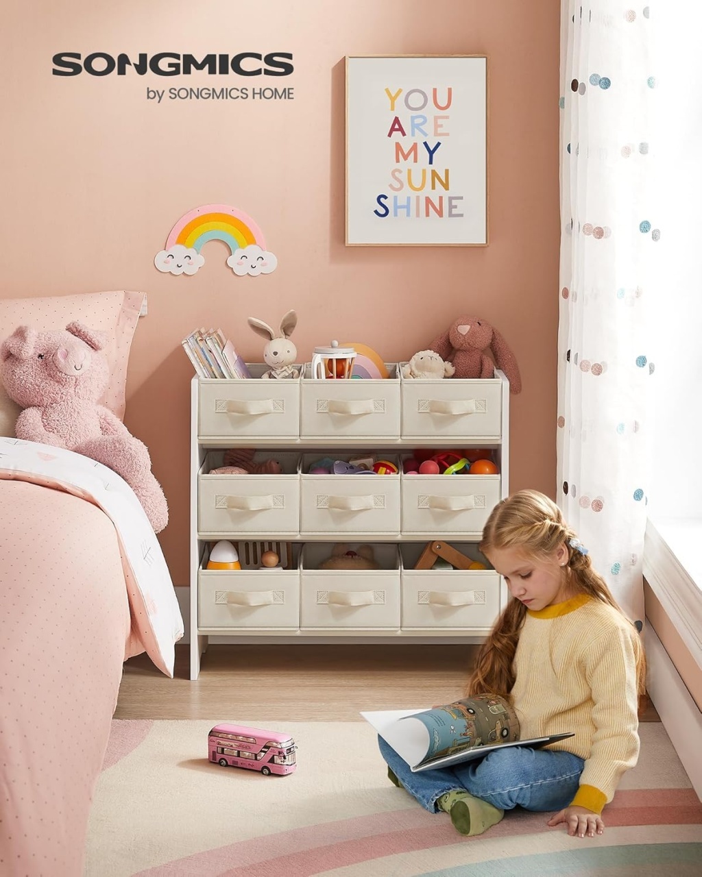 Raft organizare jucarii copii Alb Songmics 62.5x29.5x60 cm - 2 | YEO