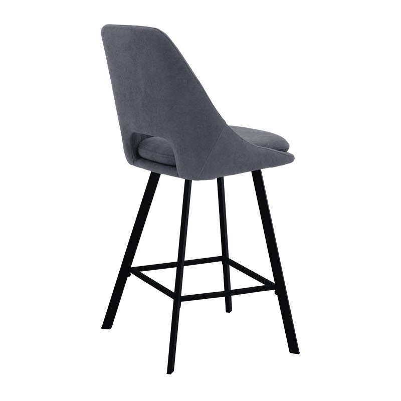 Scaun bar Initiate material teddy gri inchis cu picioare metalice negre 48x56x98 cm - 1 | YEO