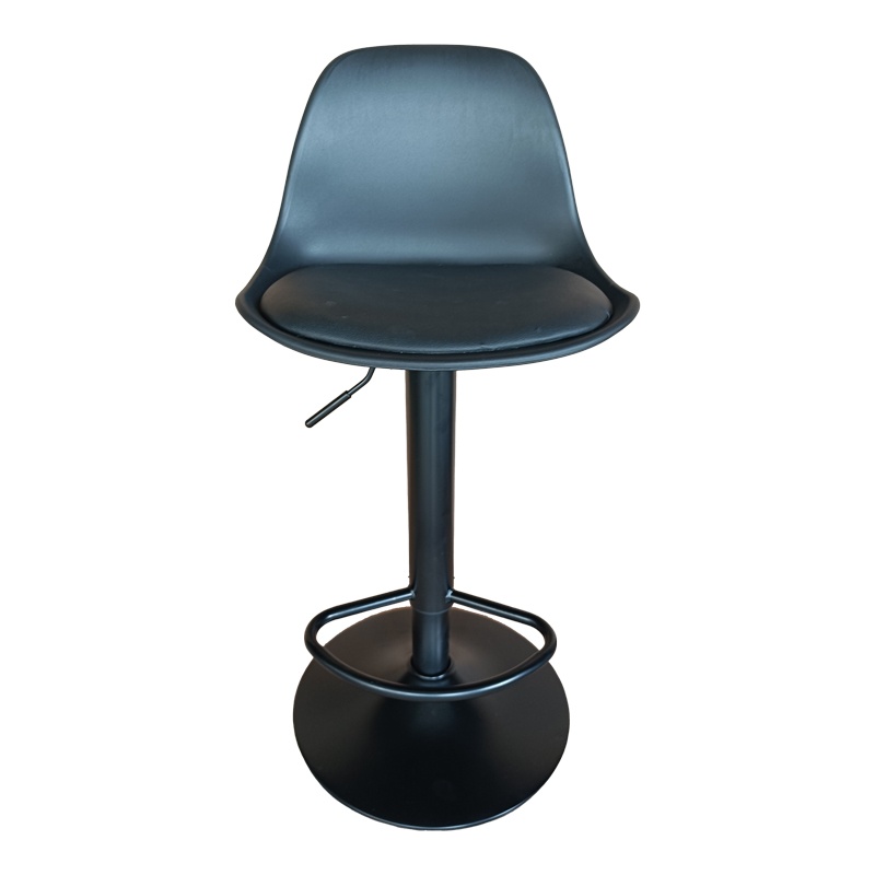 Scaun bar Louser inaltime ajustabila negru plastic PP cu perna baza metal negru 44x46x114 cm - 2 | YEO