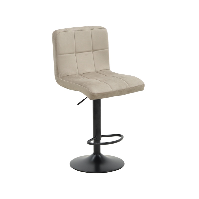 Scaun bar Remina inaltime ajustabila catifea bej baza negru mat 44x44x112 cm - 2 | YEO