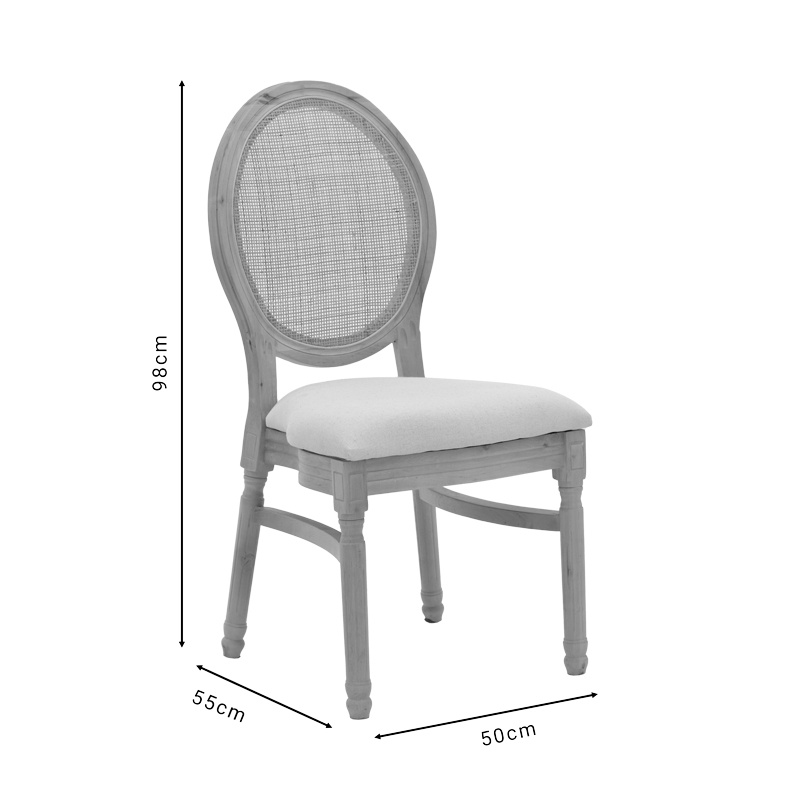 Scaun Canco lemn de cauciuc natural si ratan natural 50x55x98 cm