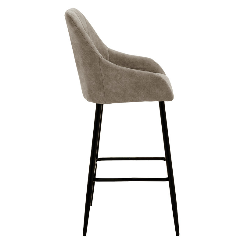 Scaun de bar Empower picioare metalice negre - material textil de culoare gri - maro antic - 2 | YEO