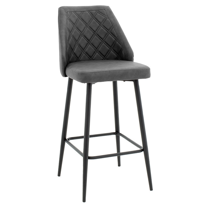 Scaun de bar Inflame inaltime piele ecologica antracit - metal negru