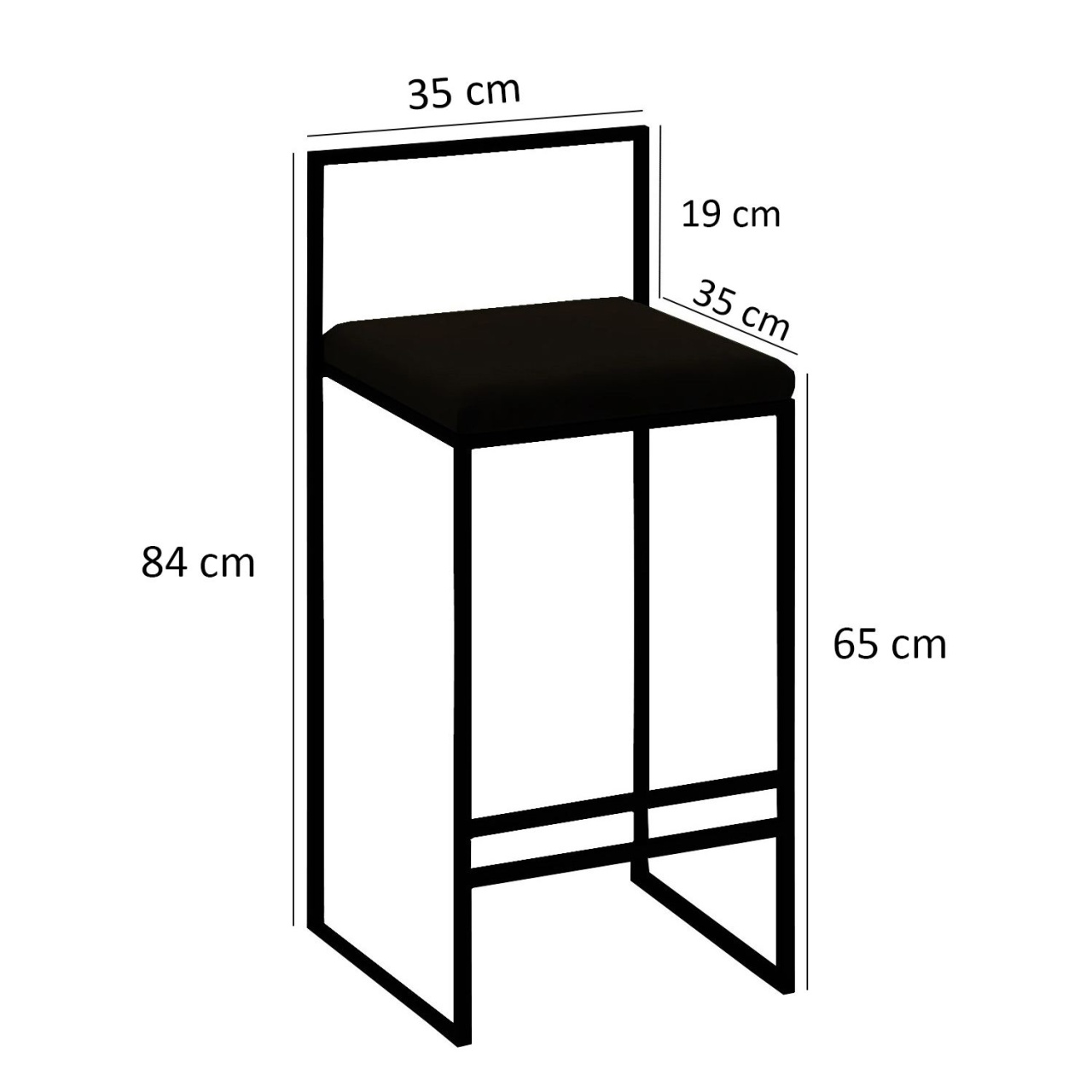 Scaun de bar Nordic Negru 35x80x35 cm