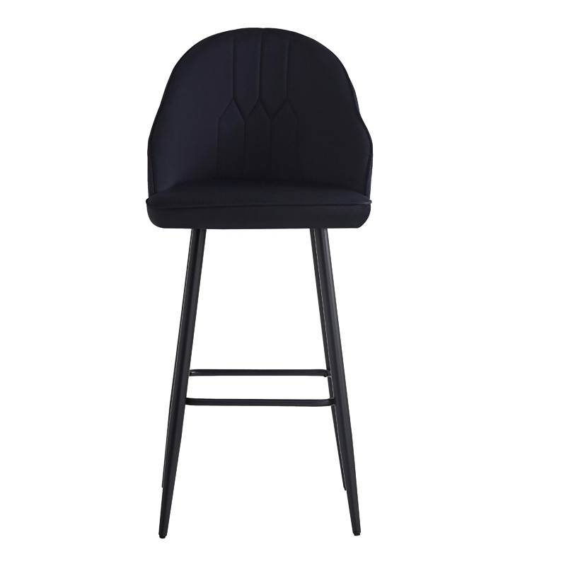 Scaun de bar Velvi, Pako World, Catifea neagra, 46x45x113 cm - 1 | YEO