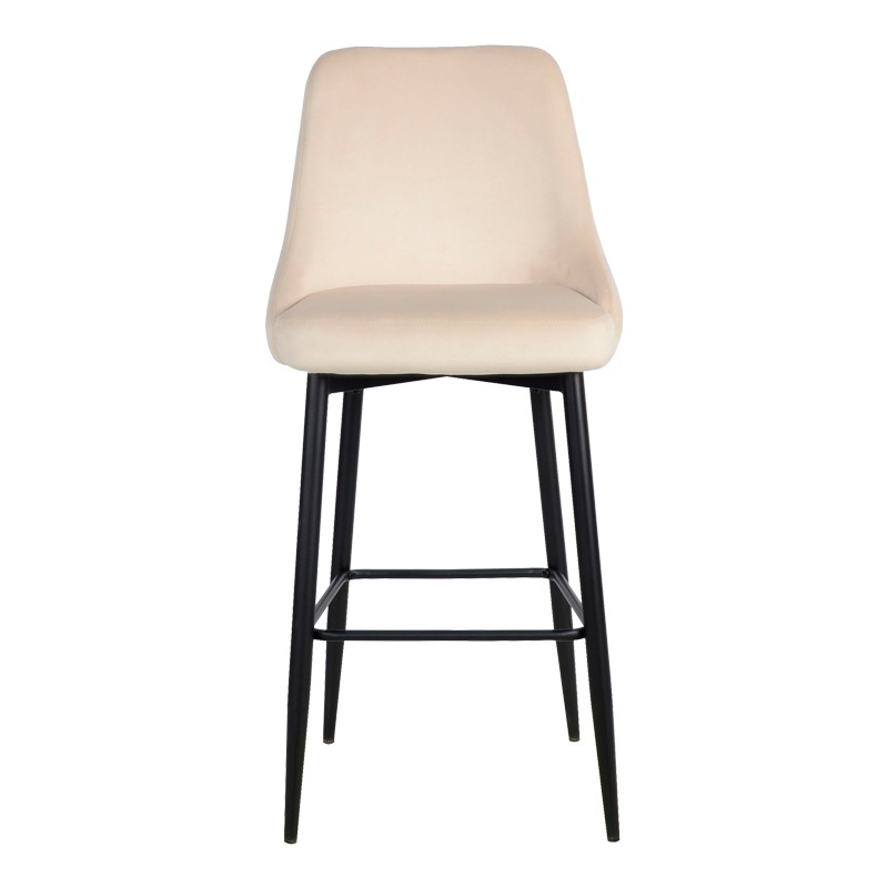 Scaun de bar Zedna, Pako World, Catifea Bej, Picioare negre, 52x57x111 cm - 3 | YEO