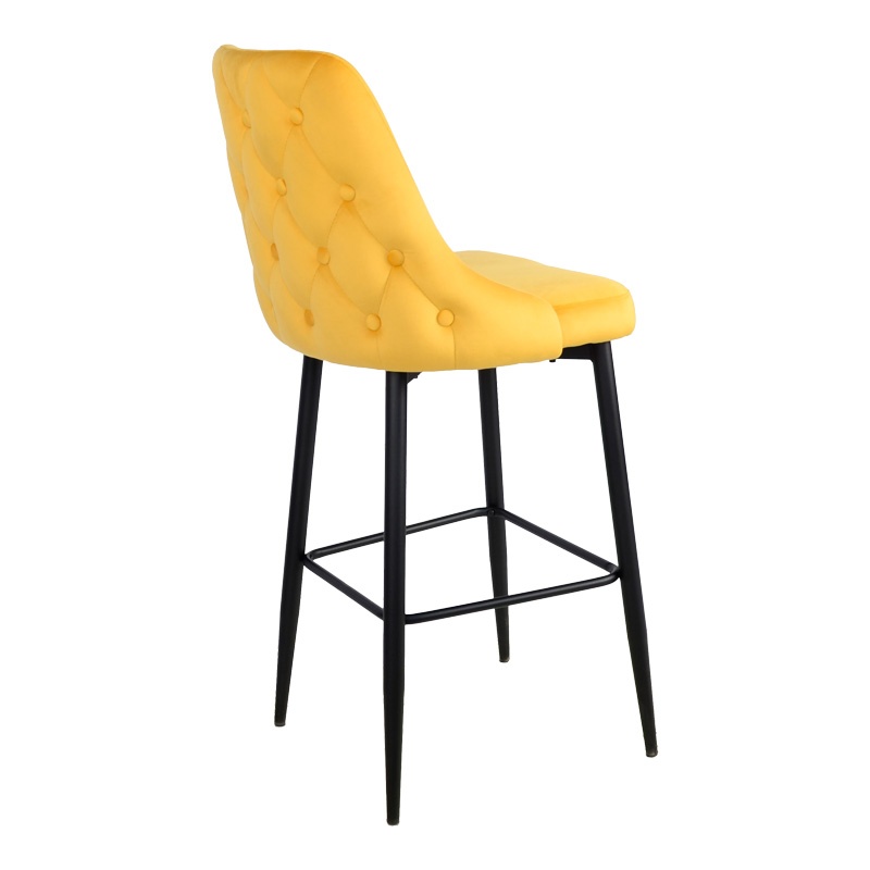 Scaun de bar Zedna, Pako World, Catifea Galben, Picioare negre, 52x57x111 cm - 1 | YEO
