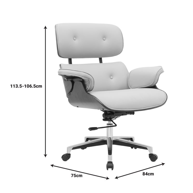 Scaun de birou Kobane piele ecologica PU bej baza crom 84x75x113.5 cm