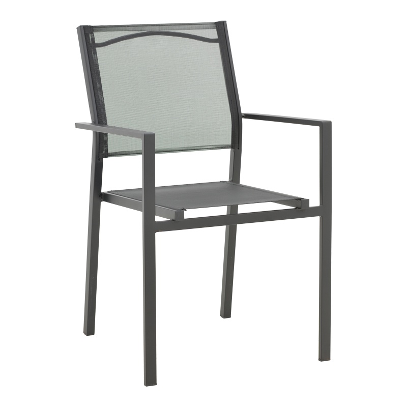 Scaun de gradina Confidence metal negru si textilena neagra 54x54x86 cm