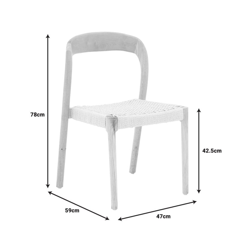 Scaun Tavrine din lemn de cauciuc si iuta culoare naturala 47x59x78 cm