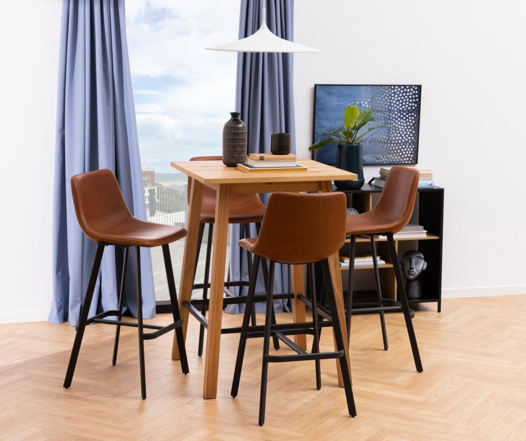 Set 2 piese Scaune de bar I_Oregon V1, Maro, 103x46.5x50 cm