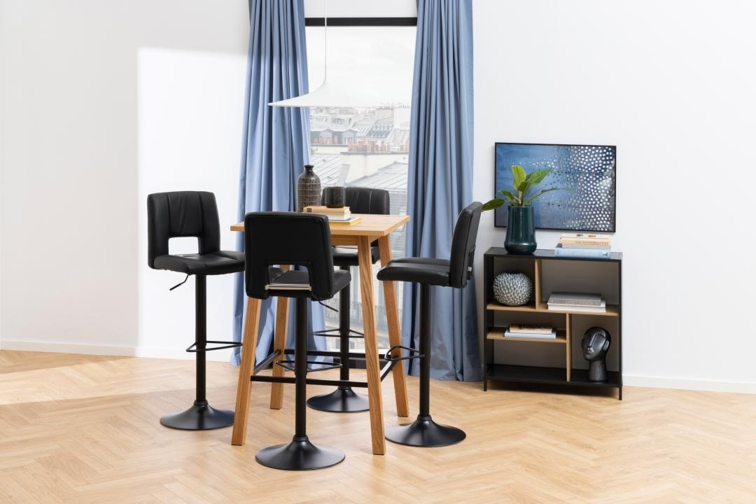 Set 2 piese Scaune de bar Sylvia, Negru, 115x41.5x52 cm