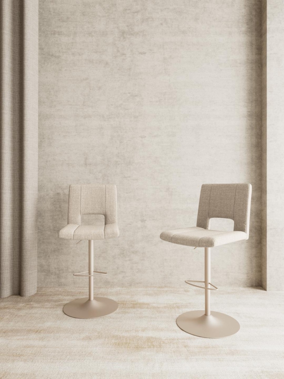 Set 2 piese Scaune de bar Sylvia V1, Bej, 115x41.5x52 cm