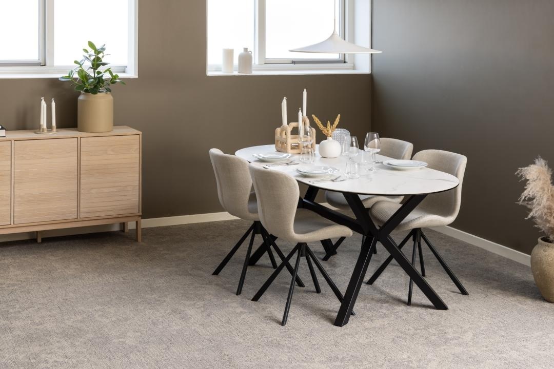Set 2 piese Scaune dining Batilda -A1 V1, Bej, 81x46.5x53 cm