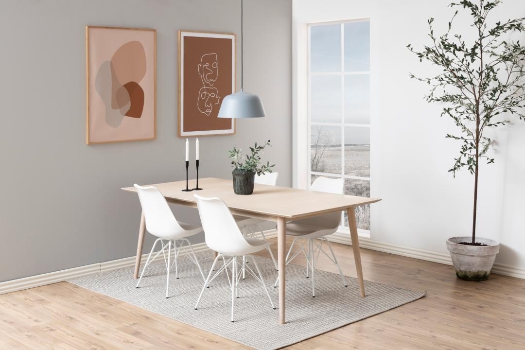 Set 2 piese Scaune dining Eris, Alb, 85.5x48.5x54 cm