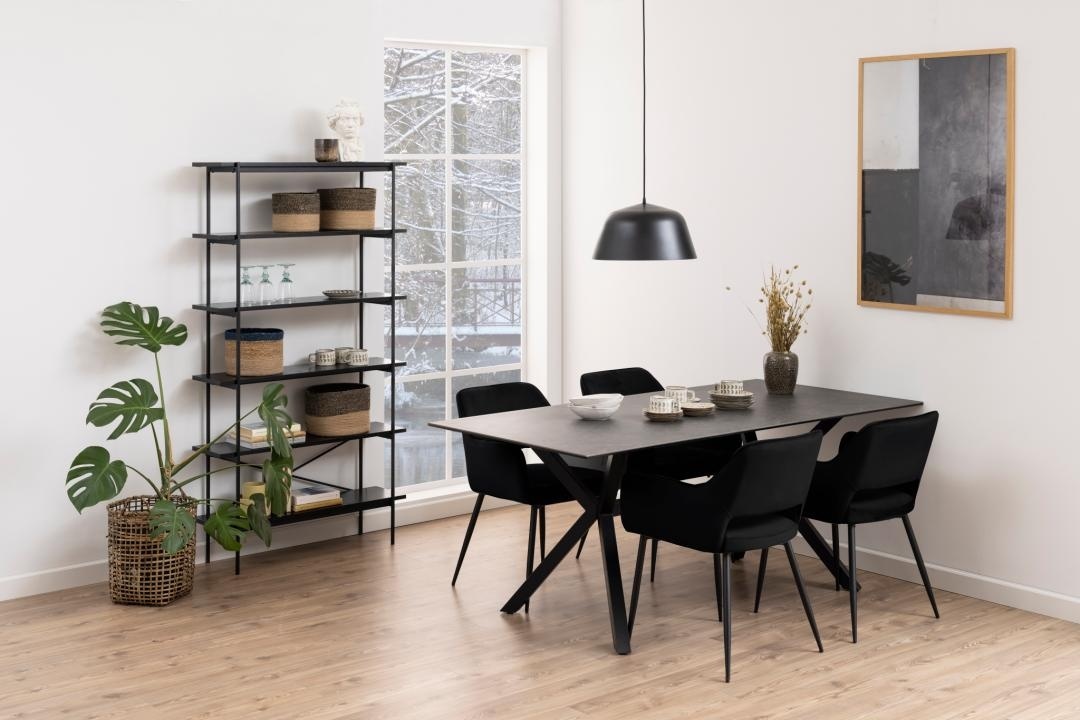 Set 2 piese Scaune dining Ranja, Negru, 79x56x59.5 cm