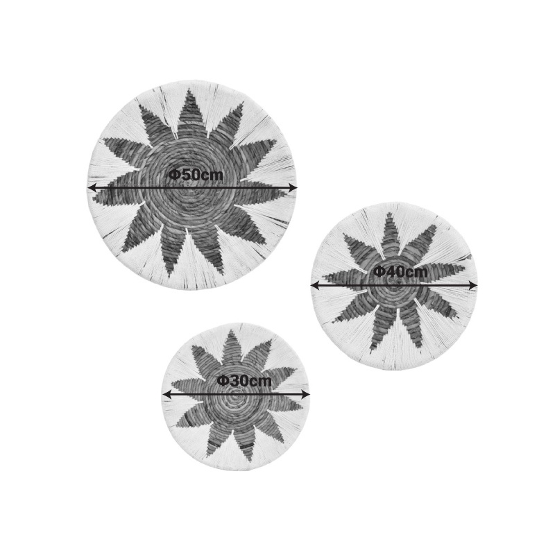 Set 3 decoratiuni de perete Circy Boho Alb 50x50x2 cm