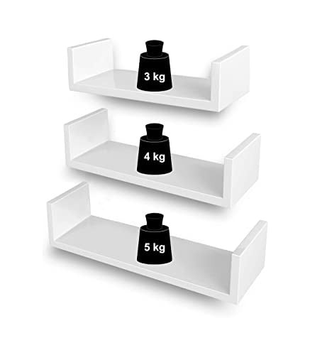 Set 3 etajere, Songmics, Alb, 40x10x9 cm - 3 | YEO