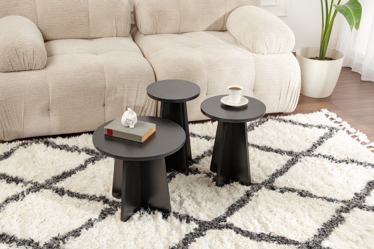 Set 3 masute de cafea Lume Negru - 2 | YEO