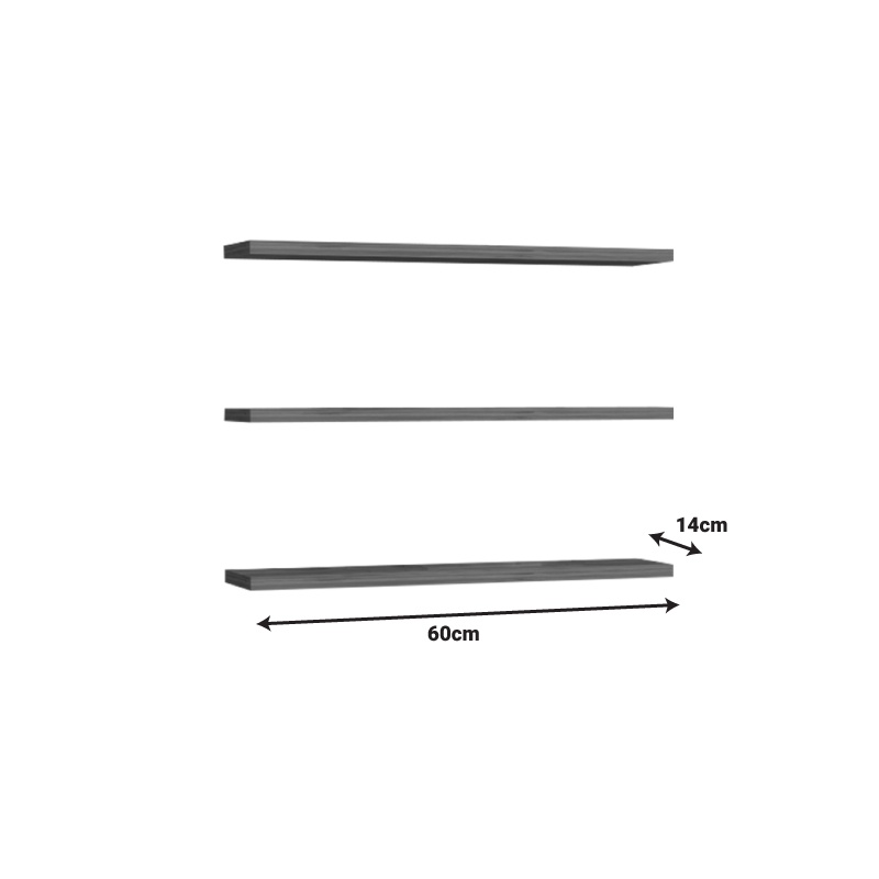 Set 3 rafturi de perete Edna Pako World Nuc 60x14.5x1.8 cm