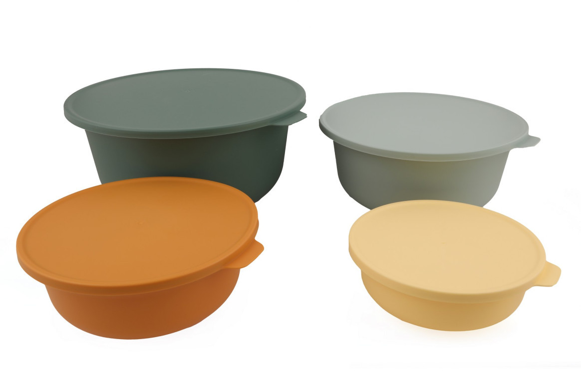 Set 4 cutii de depozitare alimente 2380 - Aura, Verde Turcoaz Portocale GAlben