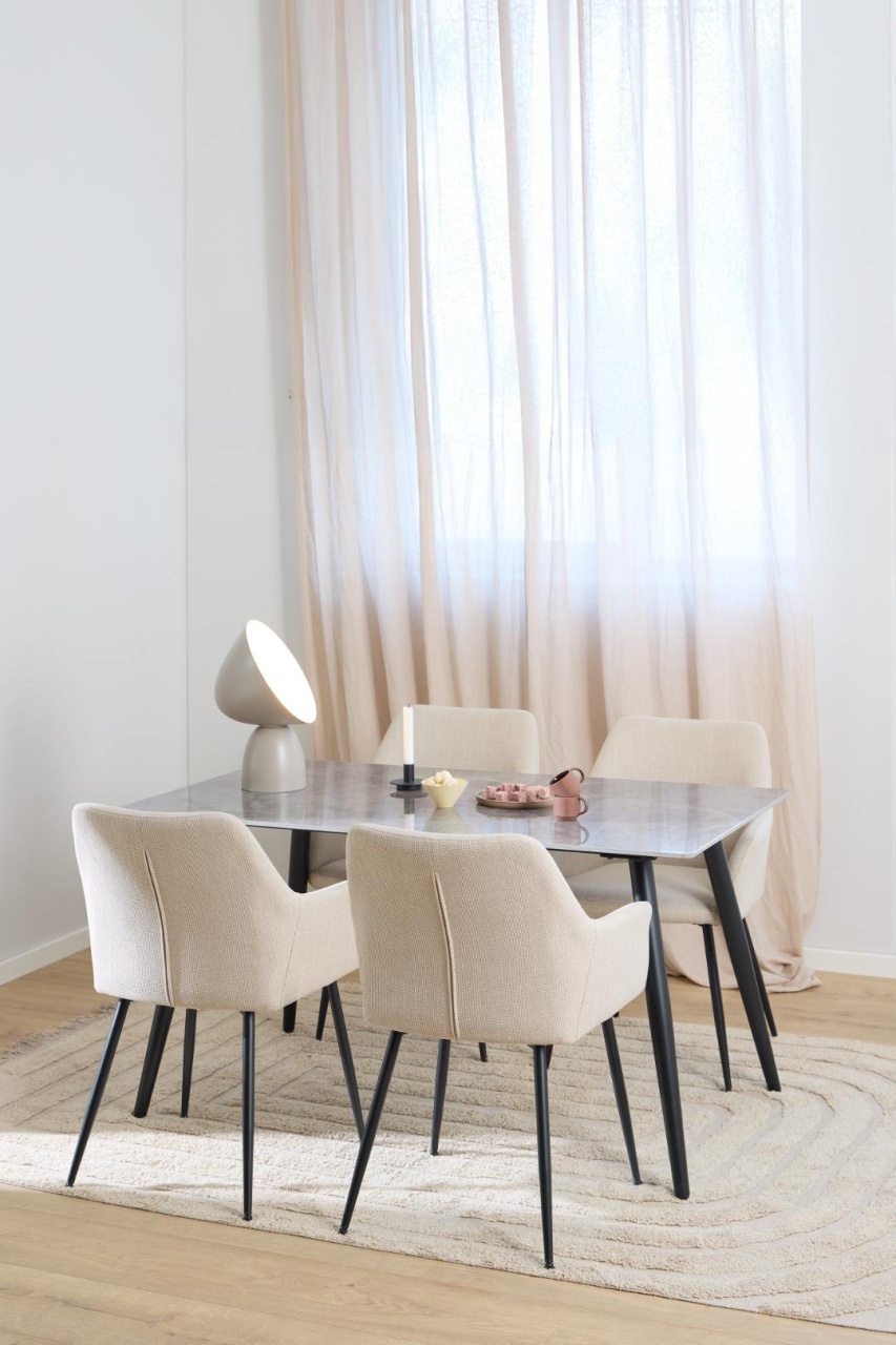 Set 5 piese Masa dining si Scaune Wicklow V6, Gri, 75x140x80 cm