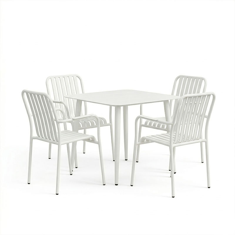 Set 5 piese masa si scaune gradina, Heven Vista, Alb, 80x80x72 cm