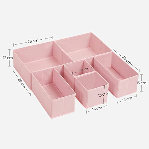 Set 6 organizatoare pentru sertare, Songmics, Roz, 28x28x13 cm